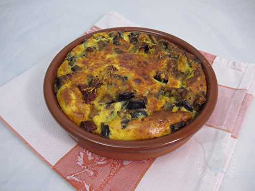 Clafoutis d'aubergine, chorizo et Grana padano