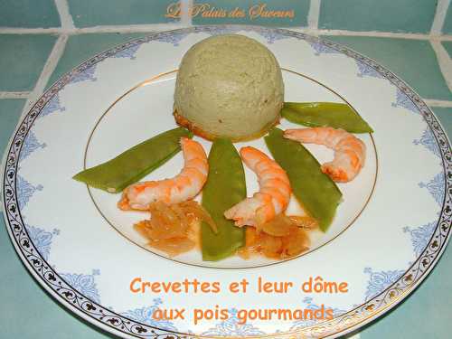 Crevettes et leur dôme de pois gourmands