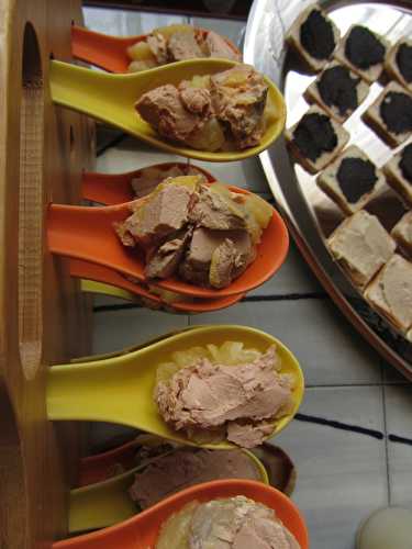 Cuillères apéritives foie gras pomme caramélisée - Le Palais des Saveurs