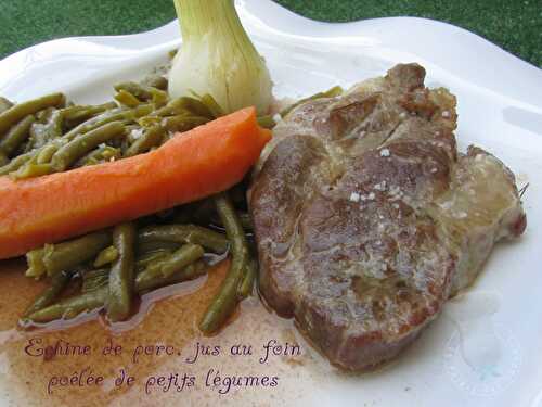 Echine de porc, jus au foin, poêlée de petits légumes