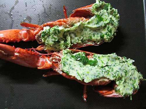 Homard grillé au beurre vert anisé et son gratin de fenouil