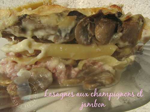 Lasagnes de champigons au jambon