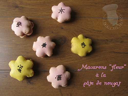 Macarons fleurs à la pâte de nougat