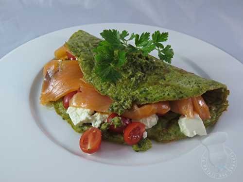Omelette verte farcie, version marine - Le Palais des Saveurs