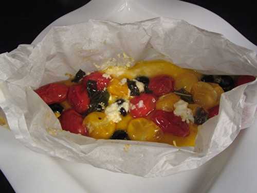 Papillotes tomates féta olives