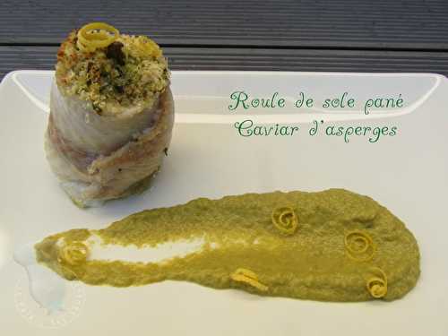 Roulé de sole pané et caviar d'asperges