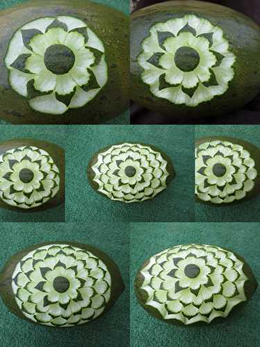 Sculpture sur melon (technique de la gouge striée)