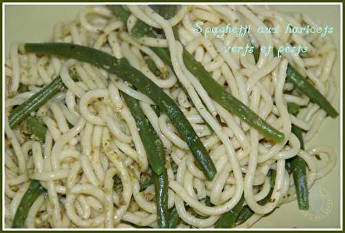 Spaghetti au pesto et aux haricots verts