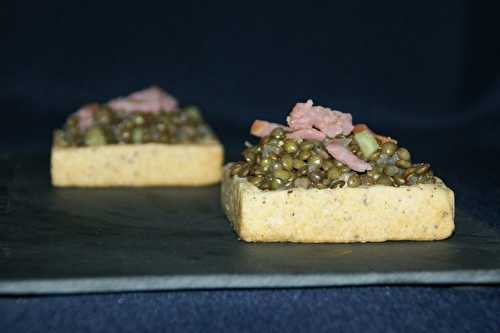 Tartelettes aux lentilles et bacon