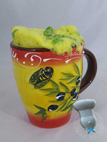 Mug cake petits pois, menthe