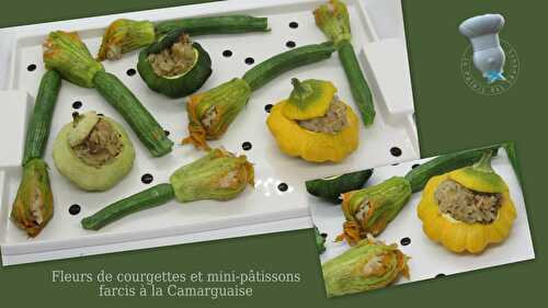 Fleurs de courgettes et mini-pâtissons farcis à la Camarguaise et astuces