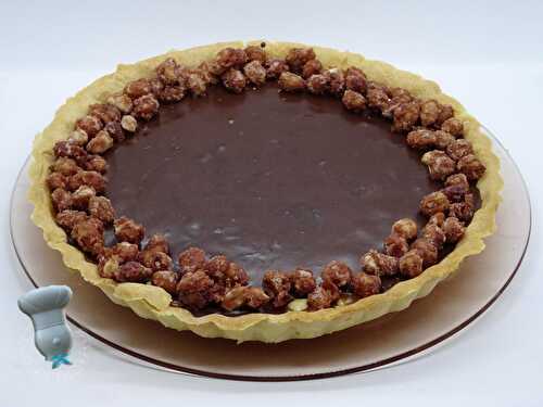 Tarte au chocolat, cacahuètes et caramel beurre salé