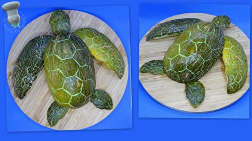 Tortue marine sur melon vert