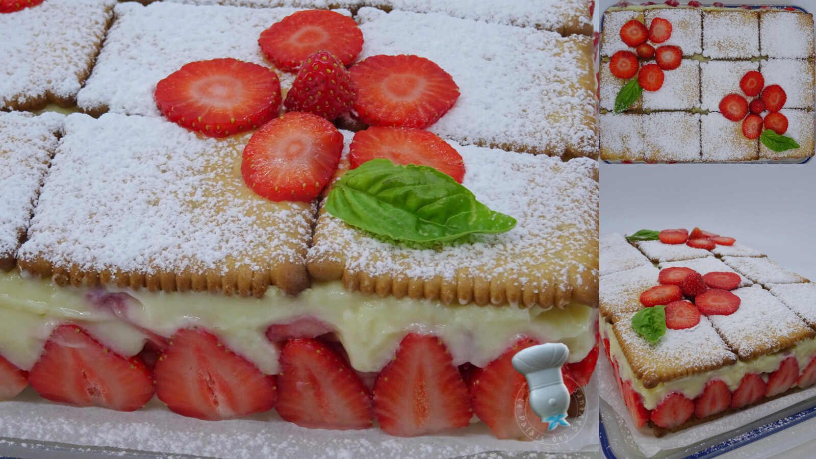 Gâteau de petits beurres à la fraise
