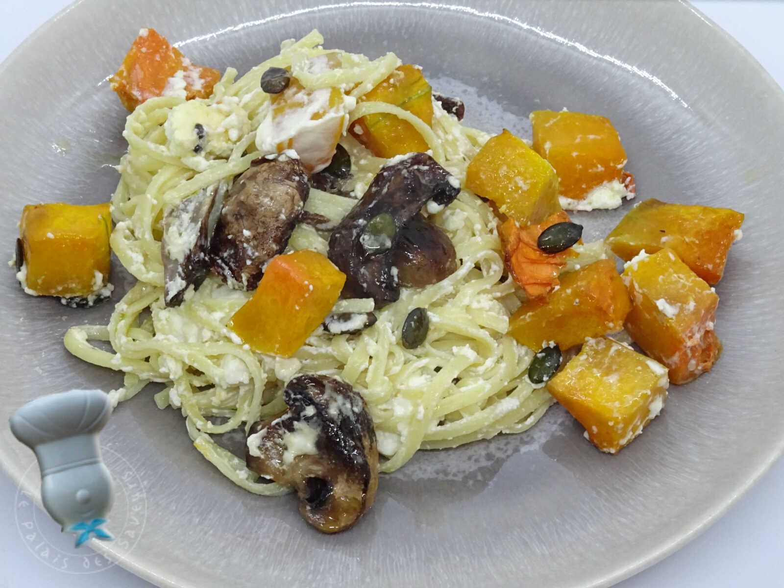 Pâtes à la butternut et féta rôtie au sirop d'érable
