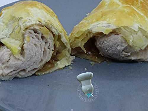 Feuilleté de boudin blanc à la confiture oignon poire