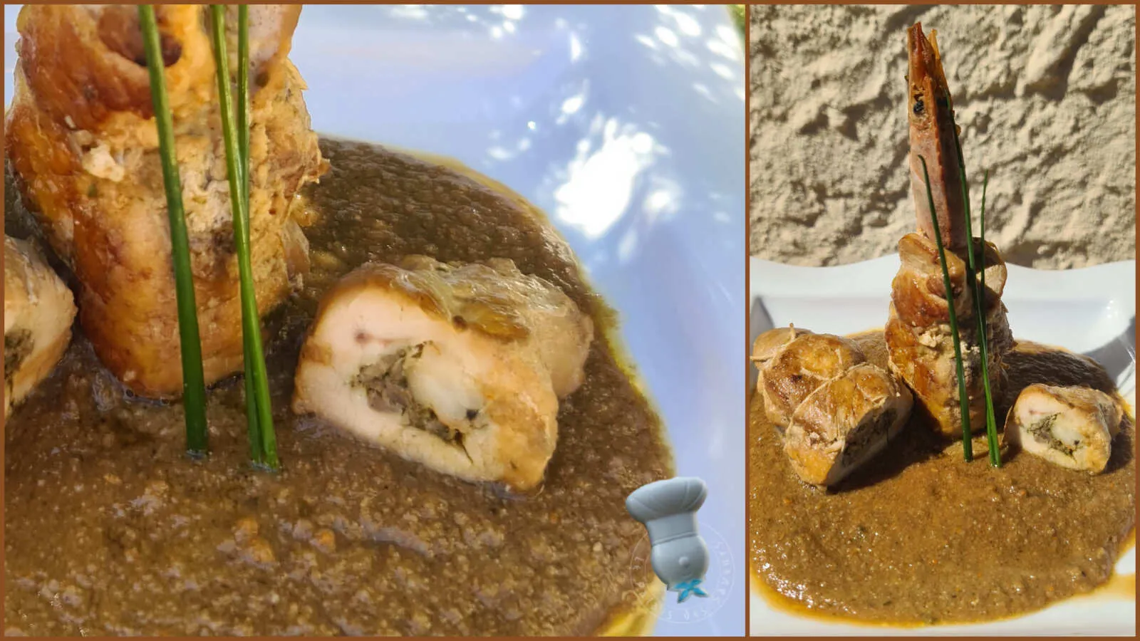 Ballotine de poulet, gambas et noix de St Jacques
