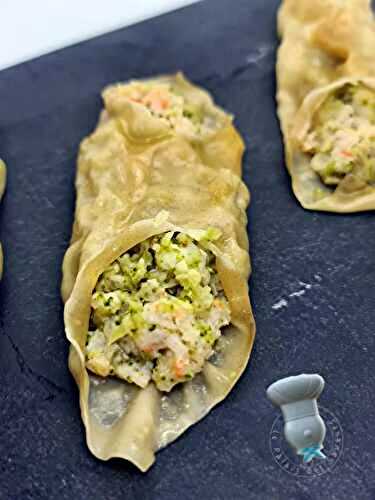 Dumplings aux crevettes et brocolis