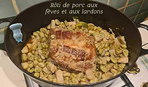 Rôti de porc aux fèves et aux lardons