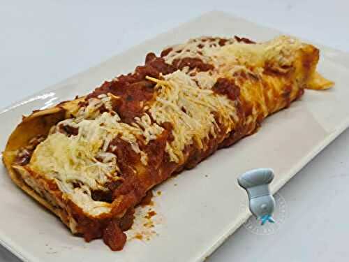 Cannelloni de wrap de poulet, sauce barbecue