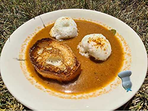 Île flottante salée façon bouillabaisse