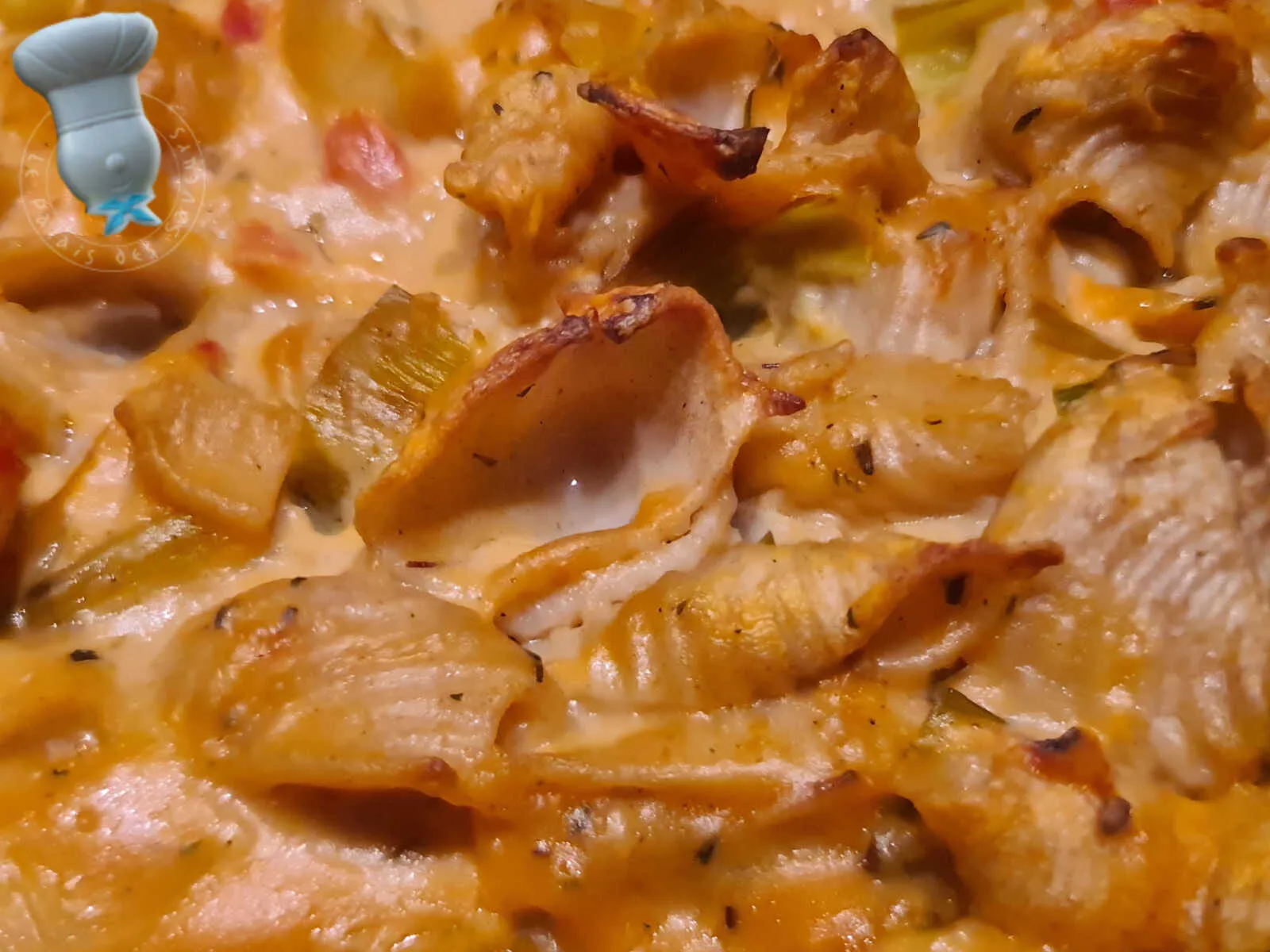 Pâtes aux poireaux, sauce aurore au Banon