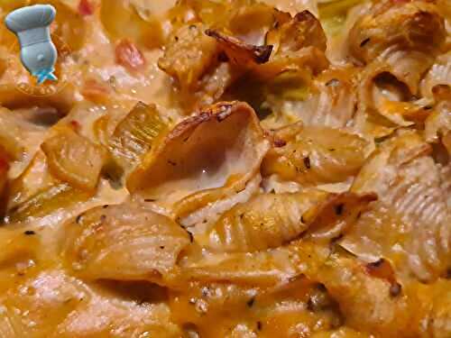 Pâtes aux poireaux, sauce aurore au Banon