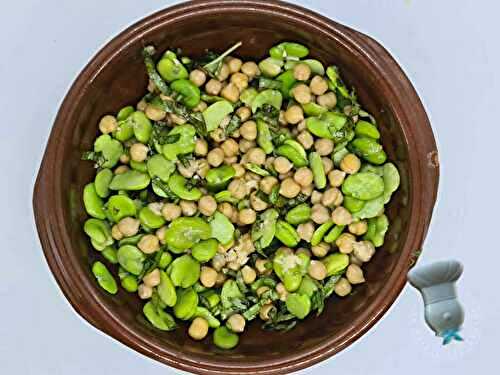 Salade de fèves et pois chiches au basilic
