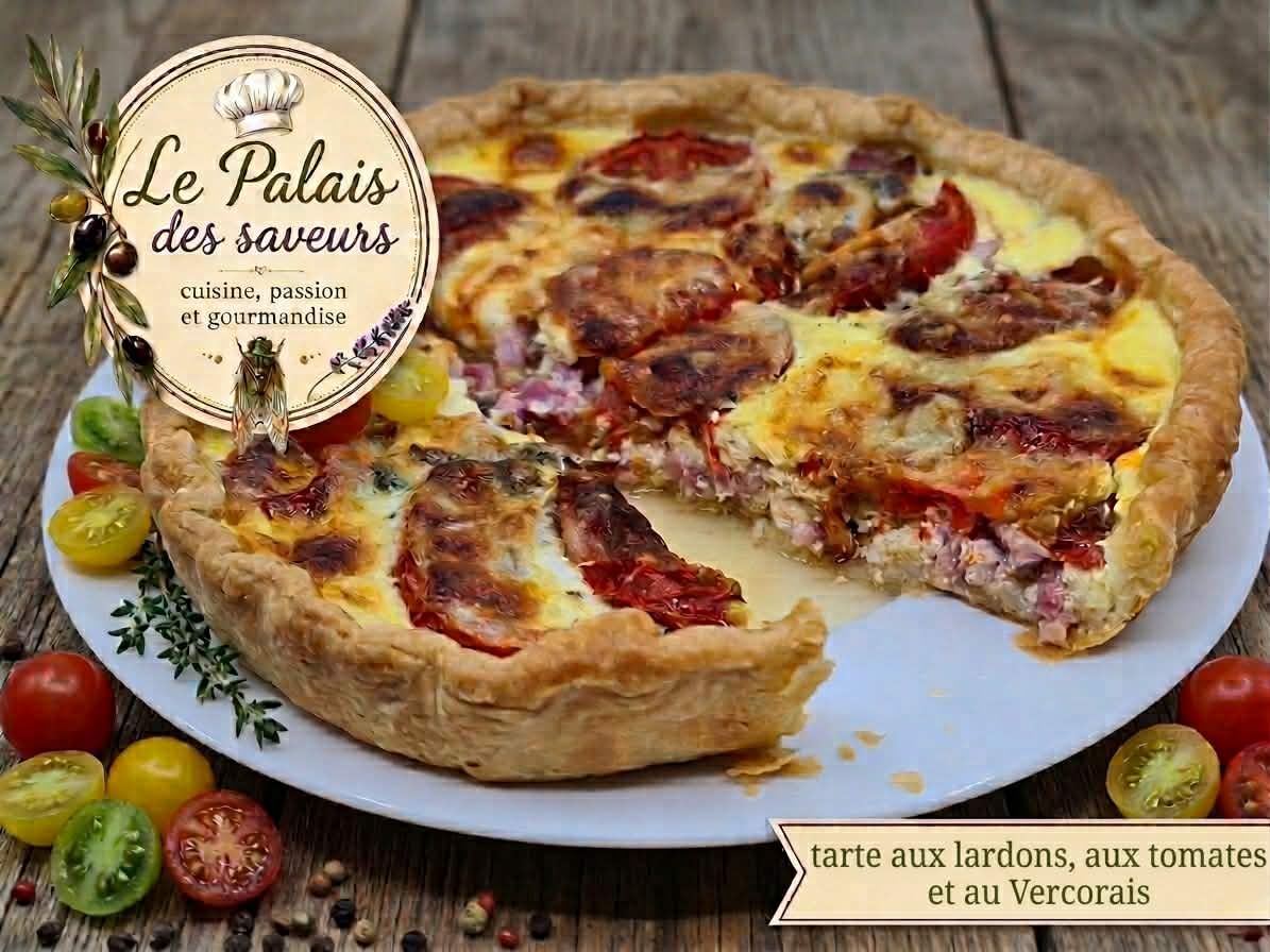 Tarte lardons, tomates et Vercorais