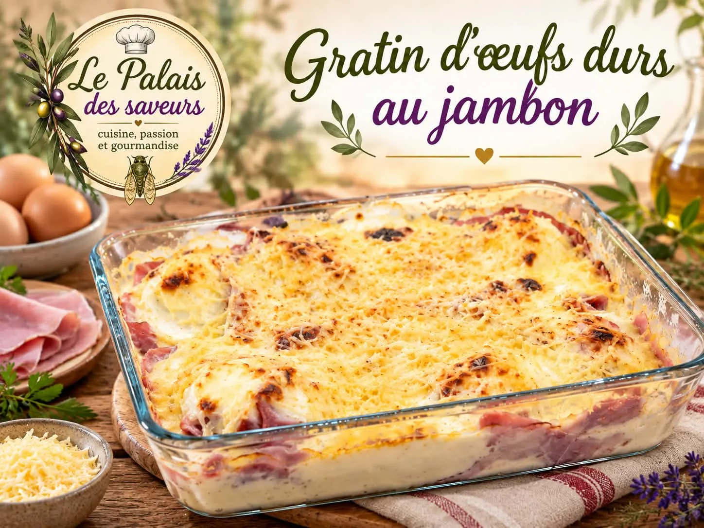 Gratin d'œufs durs au jambon