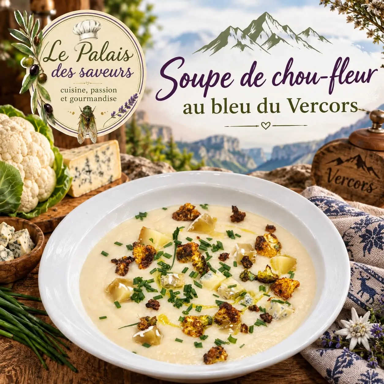 Soupe de chou-fleur au Bleu du Vercors