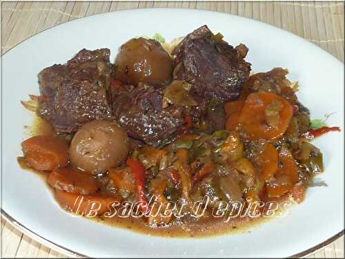 Mijoté de boeuf à la bière et aux petits légumes colorés