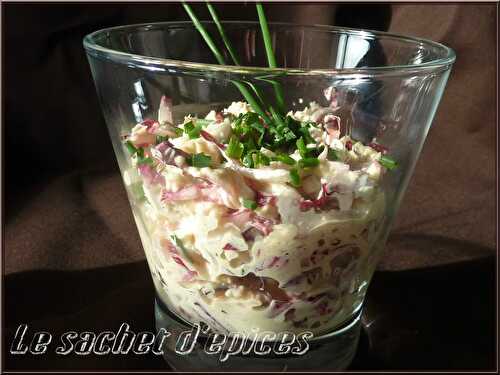 Verrines de rémoulade d'endives carmines au crabe