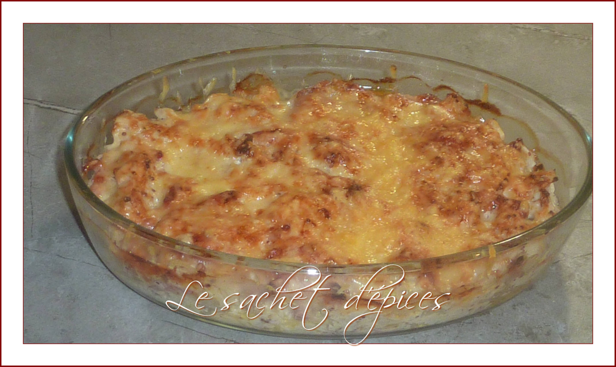 Gratin de chou-fleur aux lardons et à la moutarde à l'ancienne