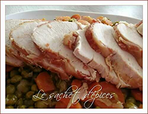 Rôti de dinde aux petits pois et aux carottes