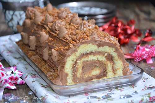 Bûche gianduja au biscuit roulé vanille