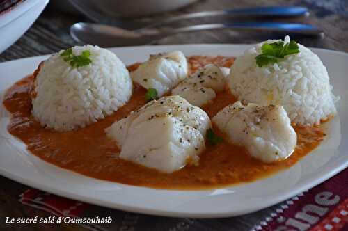 Dos de cabillaud au curry et lait de coco