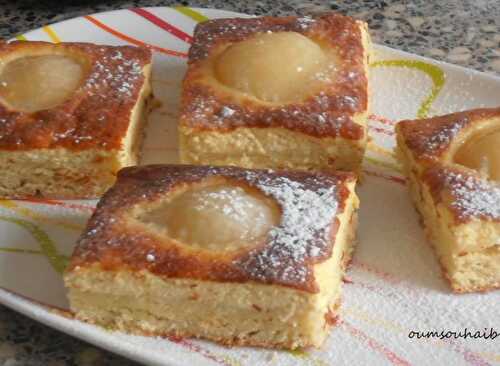 Gâteau brioché aux poires et au flan ,pâte levée