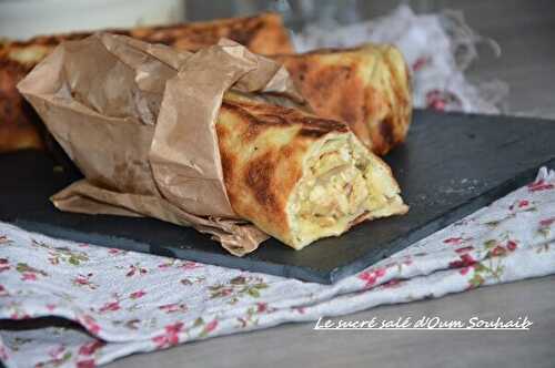 Sandwich msemen au poulet et pommes de terre