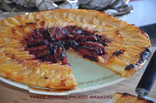 Tarte aux pommes prunes et amandes