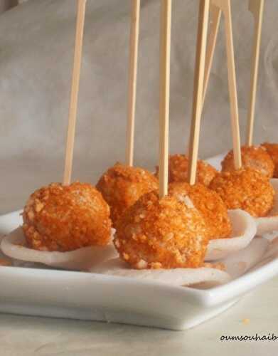 Truffes salées au thon et beignets de crevettes