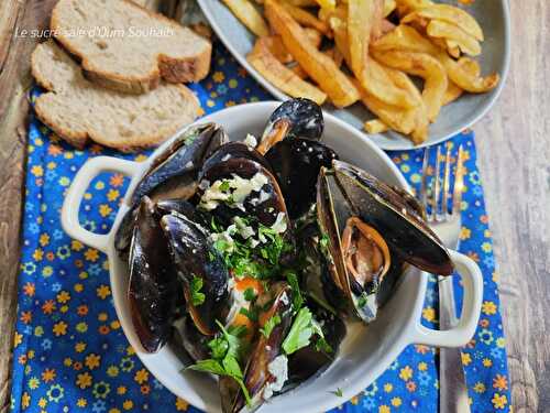 Moules à la crème au fromage bleu