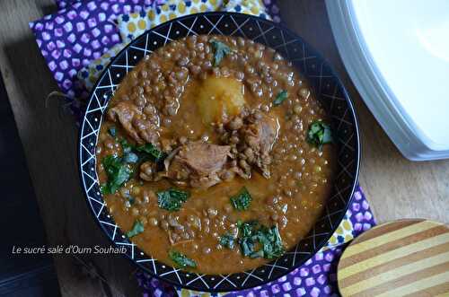 Soupe de lentilles algérienne avec ou sans viande - Le Sucré Salé d'Oum Souhaib