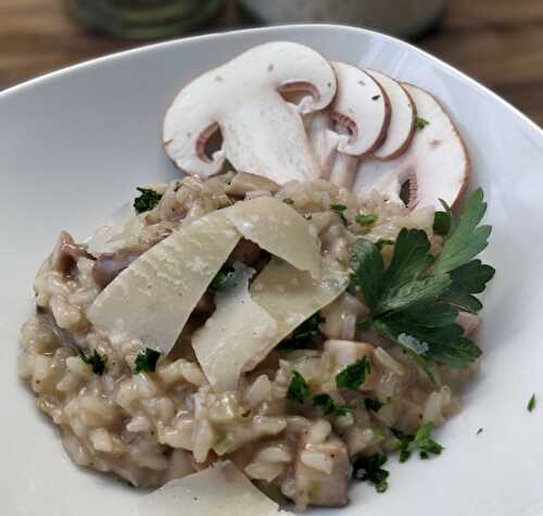 Risotto champignons et reste de bouillon de pot au feu