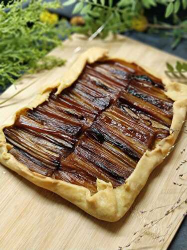 Tarte rustique poireaux caramélisés au Porto