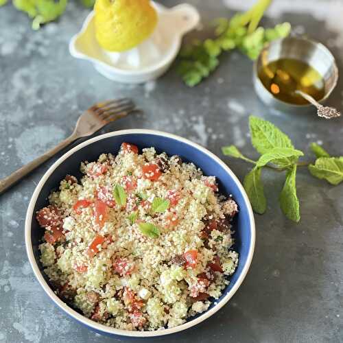 Le taboulé facile aux raisins et à la fêta