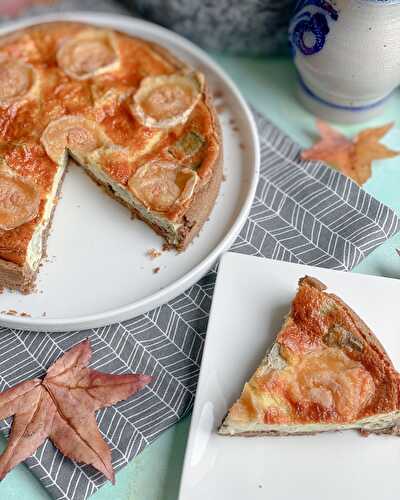 Une quiche tofu basilic chèvre.