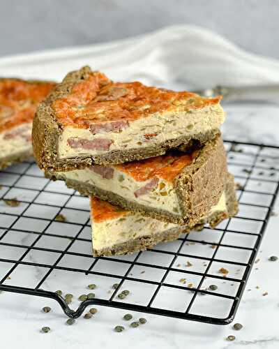 La quiche saucisse sur pâte aux lentilles vertes