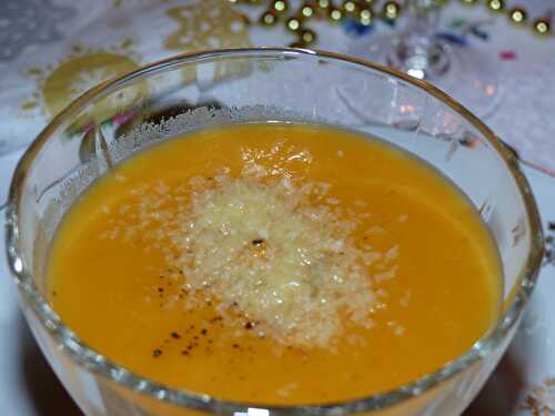Crème de patate douce, gingembre et pêche