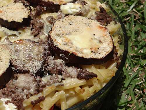 Gratin de pâte à l’aubergines et à la tomate